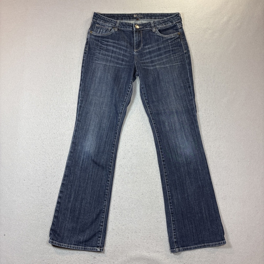 KUT from the Kloth Women's Straight Leg Med Wash Blue Denim Button 5-Pocket Sz 8